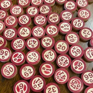 Vintage wood BINGO markers